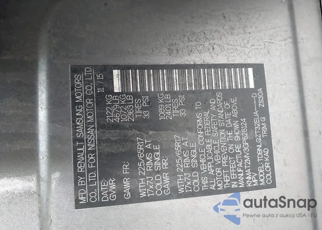 KNMAT2MV3GP626124: 44585678