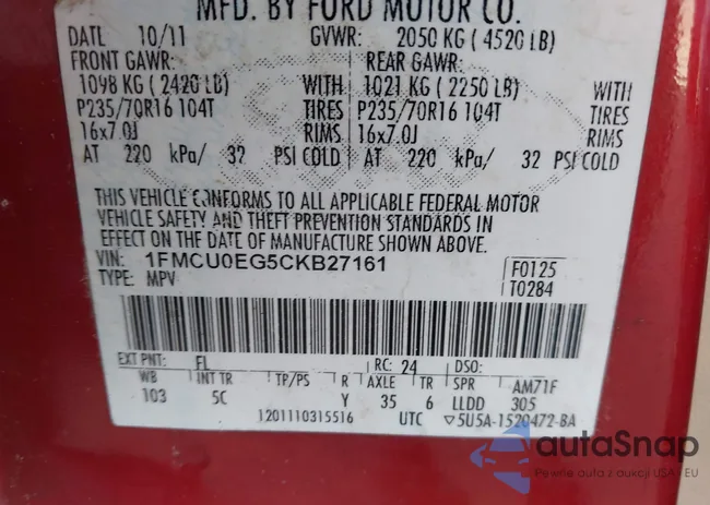 1FMCU0EG5CKB27161: 44585392