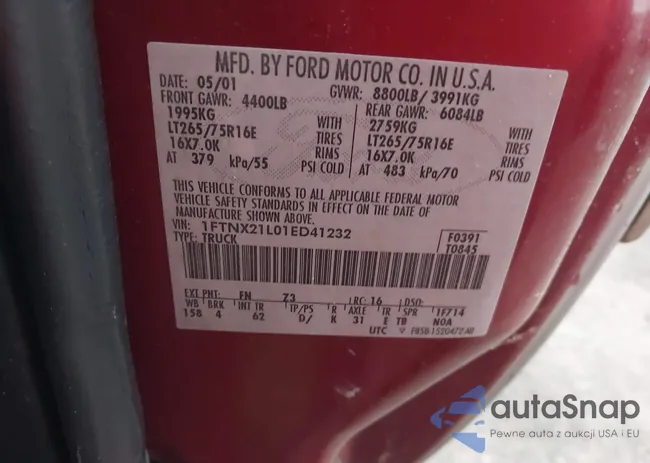 1FTNX21L01ED41232: 44585438