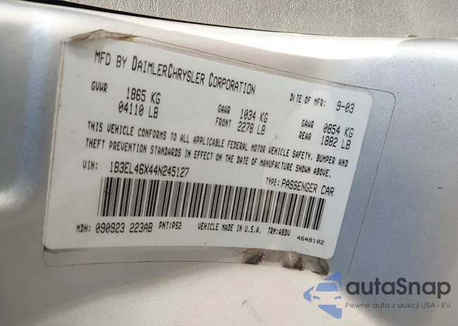 1B3EL46X44N245127: 44586557