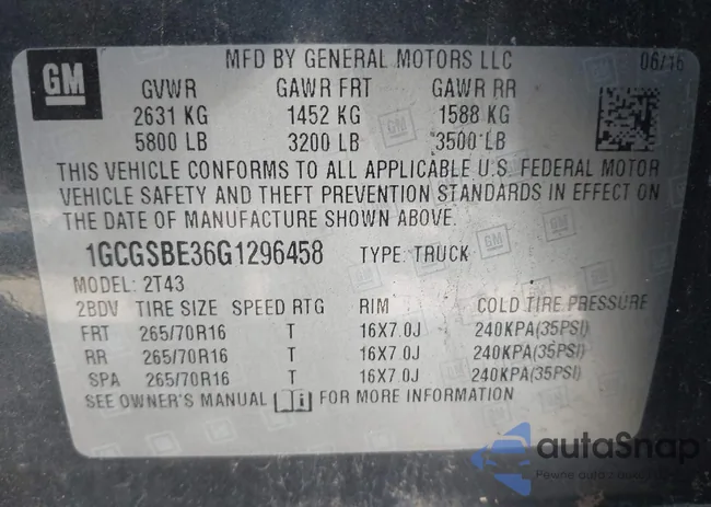 1GCGSBE36G1296458: 44586794