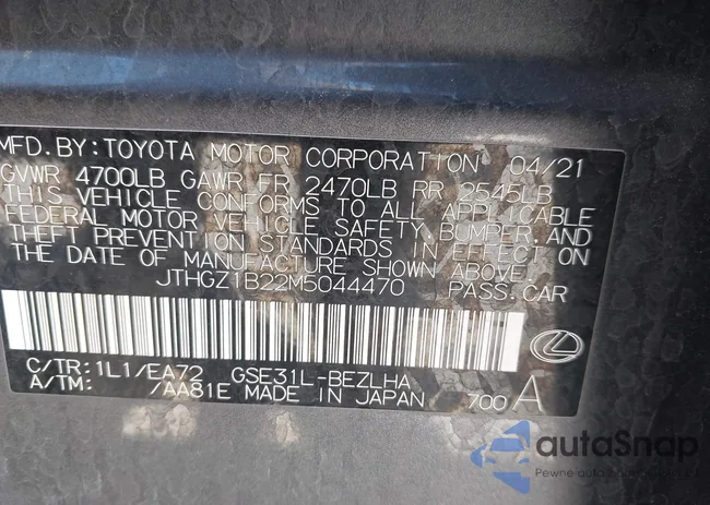 JTHGZ1B22M5044470: 44586800