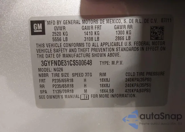 3GYFNDE31CS500648: 44586853