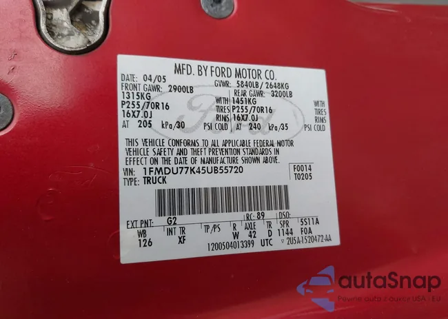 1FMDU77K45UB55720: 44586937