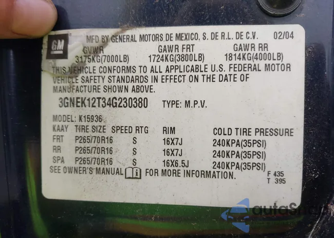 3GNEK12T34G230380: 44586976