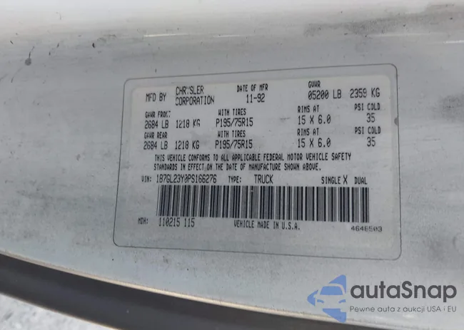 1B7GL23Y0PS166276: 44586490