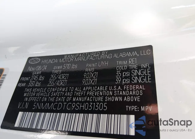 5NMMCDTC9SH031305: 44587512