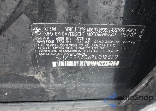 5UXFE43567L012879: 44587618