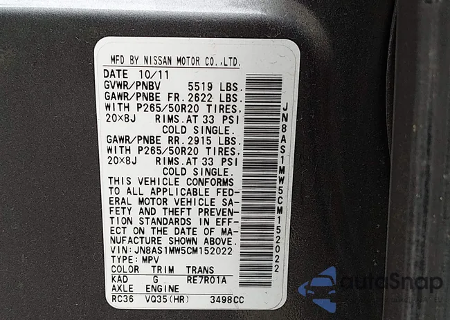 JN8AS1MW5CM152022: 44588638