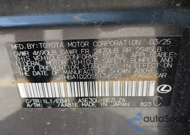 JTHBA1D20S5134521: 44588798