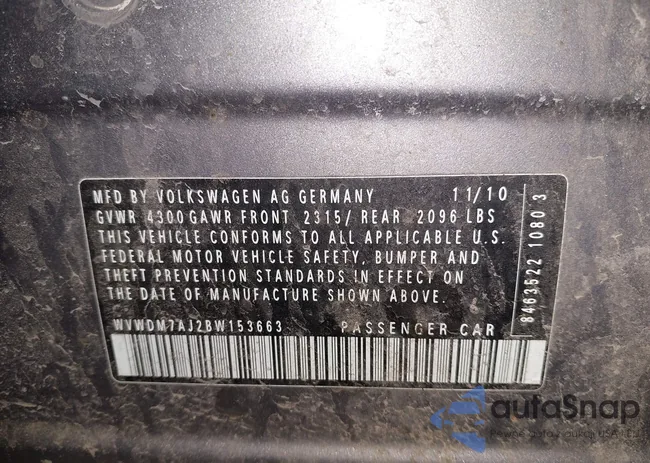 WVWDM7AJ2BW153663: 44588830