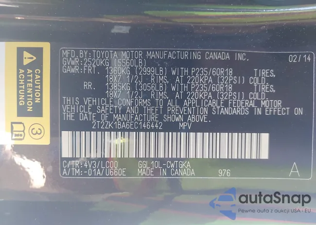 2T2ZK1BA6EC146442: 44588200