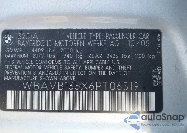 WBAVB135X6PT06519: 44588291