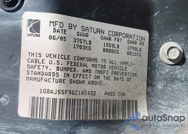 1G8AJ55F96Z105422: 44588302