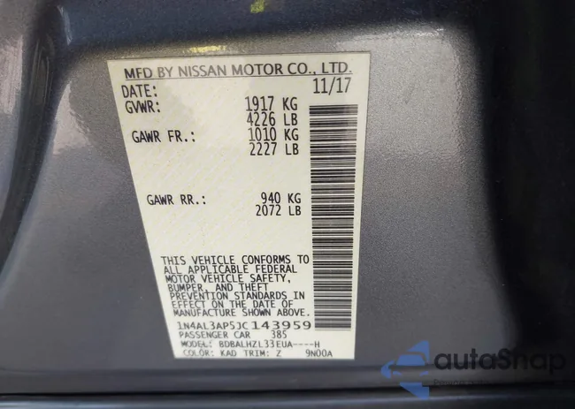 1N4AL3AP5JC143959: 44589605