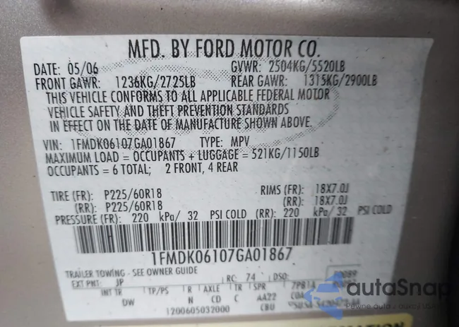 1FMDK06107GA01867: 44589677