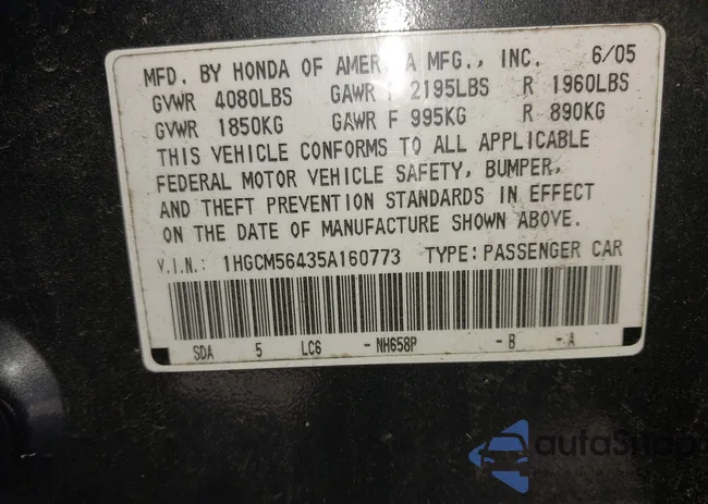 1HGCM56435A160773: 44590040