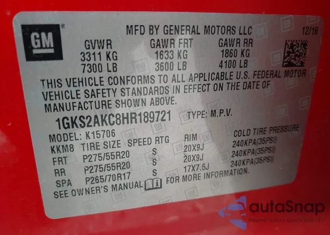 1GKS2AKC8HR189721: 44589277