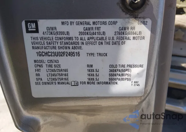 1GCHC23U02F249516: 44590736