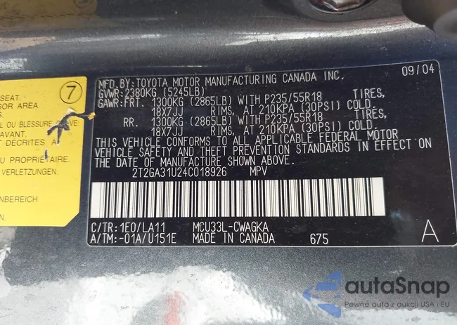 2T2GA31U24C018926: 44590899