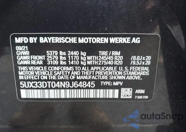 5UX33DT04N9J64845: 44590977