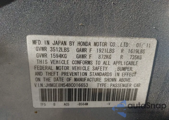 JHMGE8H54BC016653: 44591048