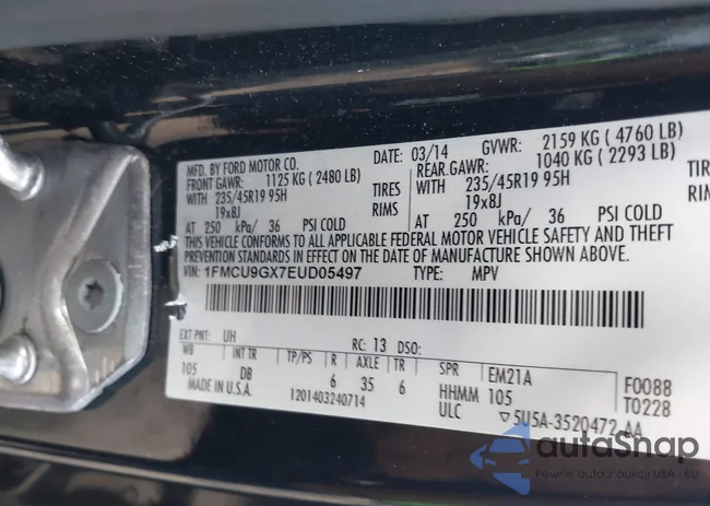 1FMCU9GX7EUD05497: 44591594