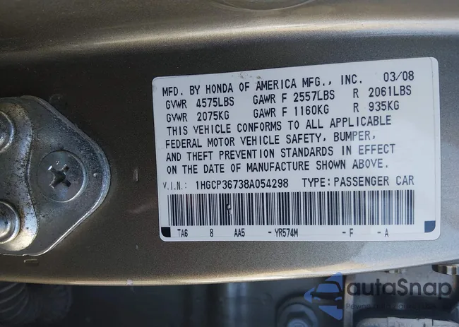 1HGCP36738A054298: 44592013