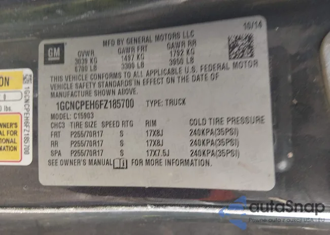 1GCNCPEH6FZ185700: 44591129