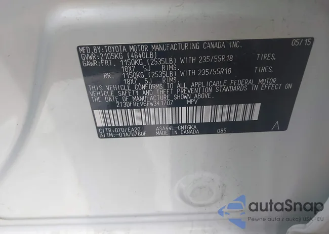 2T3DFREV6FW341707: 44591463