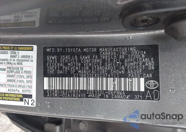 2T1BR32EX5C374153: 44592693