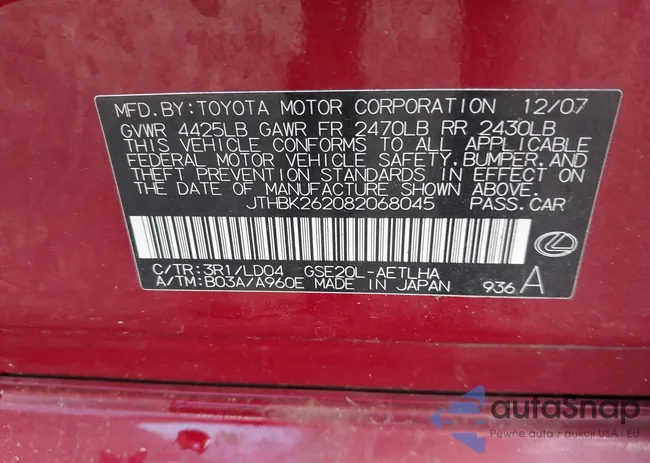 JTHBK262082068045: 44592702