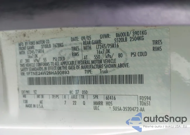 1FTNE24W26HA90893: 44592705