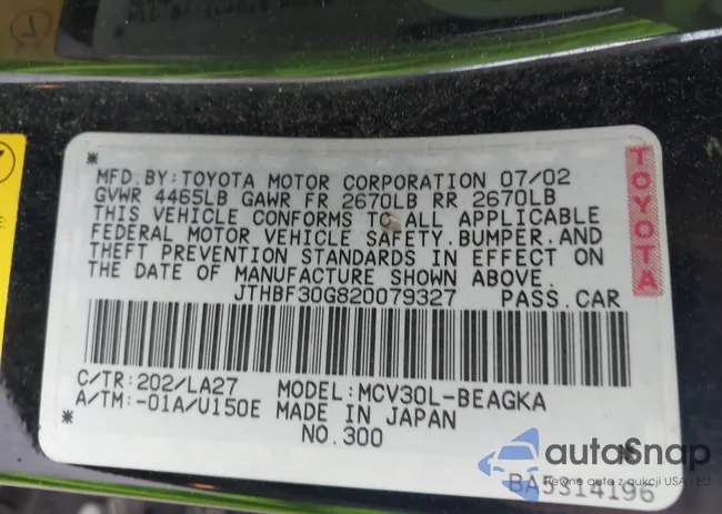 JTHBF30G820079327: 44592750