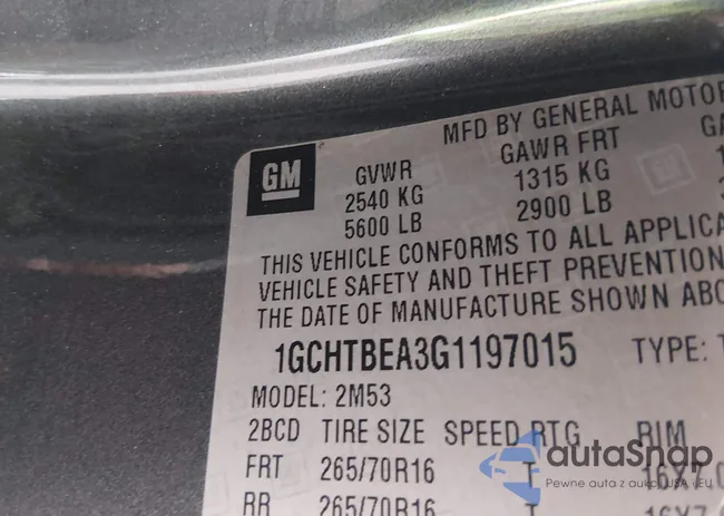 1GCHTBEA3G1197015: 44592782