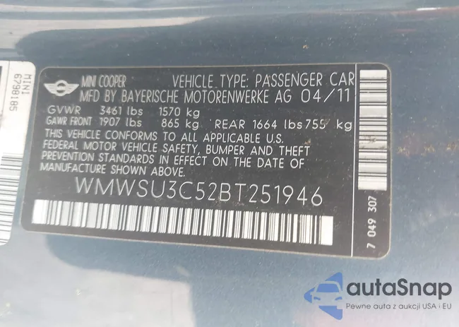 WMWSU3C52BT251946: 44592846