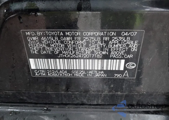 JTHCK262472017182: 44592900