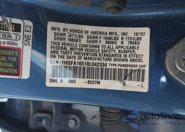 1HGFA16518L042334: 44592134