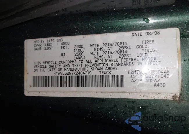 4TAVL52N7XZ404319: 44592403