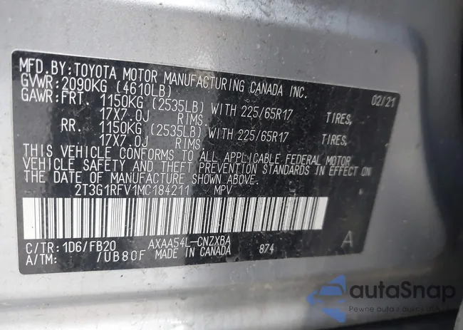 2T3G1RFV1MC184211: 44593634