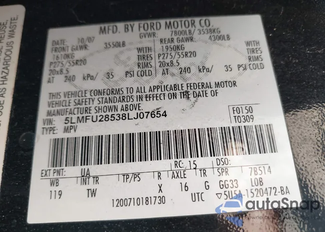 5LMFU28538LJ07654: 44593332