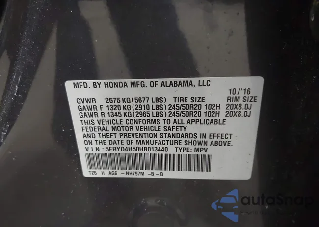 5FRYD4H50HB013440: 44593423