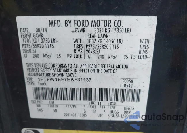 1FTFW1EF7EKF31137: 44594626