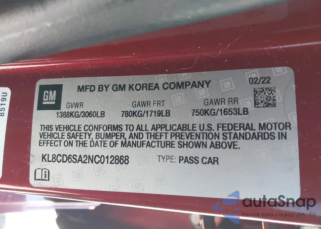 KL8CD6SA2NC012868: 44594635