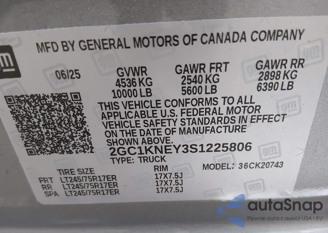 2GC1KNEY3S1225806: 44594834