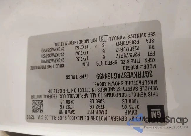 3GTRKVE37AG154459: 44594940