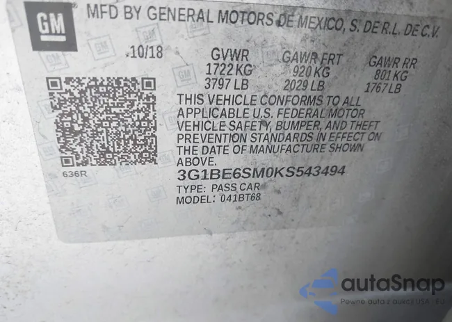 3G1BE6SM0KS543494: 44595054