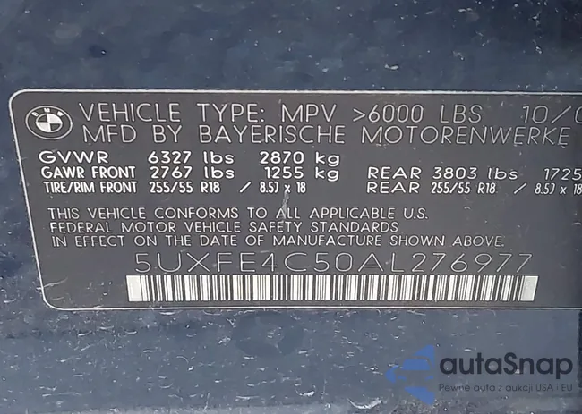 5UXFE4C50AL276977: 44594218