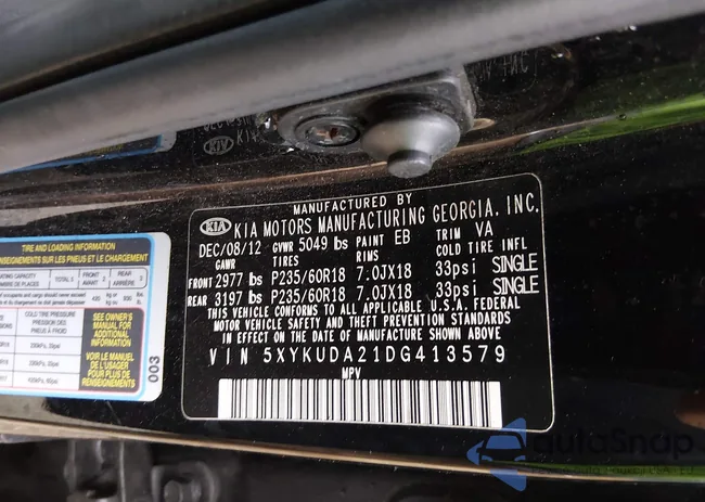 5XYKUDA21DG413579: 44594321