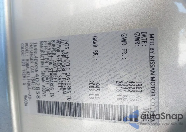 1N4BL4DVXSN402858: 44595341